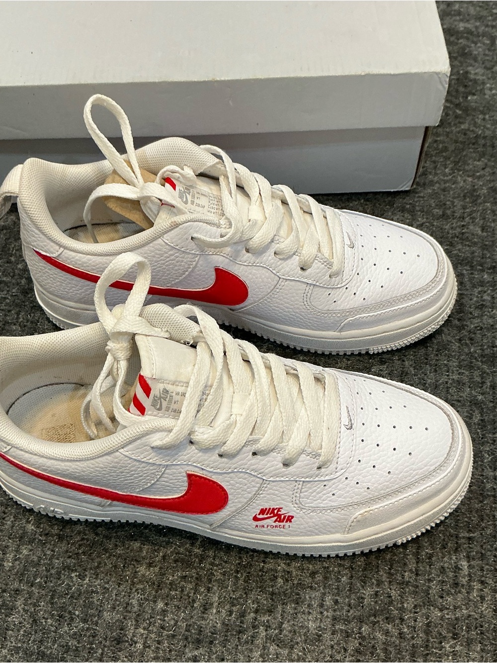 Nike Kids White Sneakers with Bright Red Swoosh - Picture 6 of 6